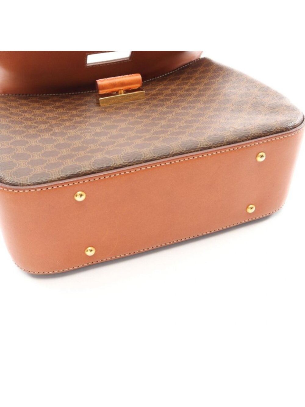 Celine Handbag Macadam 2-Way Dark Brown Canvas Leather Top Handle - Picture 9 of 12